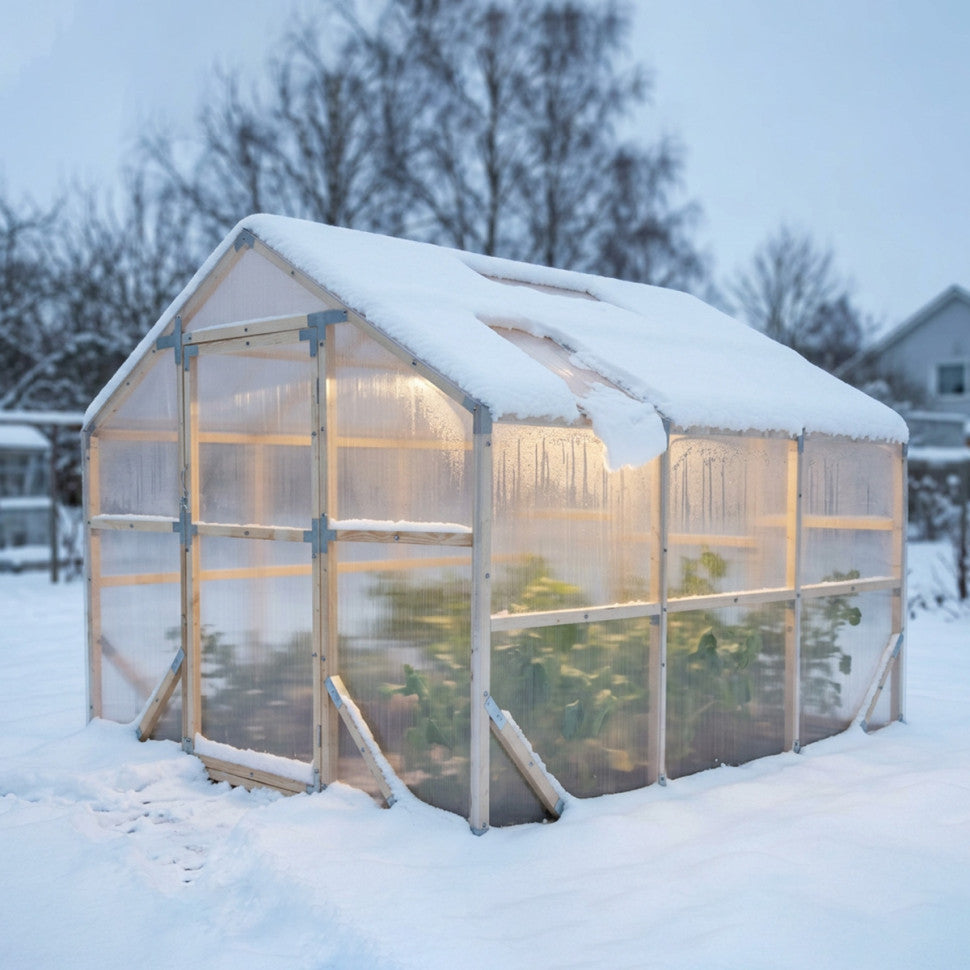 Wooden Garden Greenhouse with Polycarbonate Panels