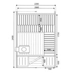 Cube Sauna 240cm with Electric Stove - Compact 4-6 Person Double Bench Layout