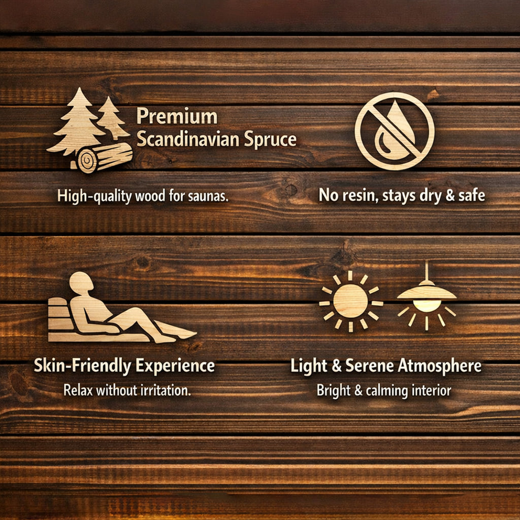 Cube Sauna 240cm with Electric Stove - Compact 4-6 Person Double Bench Layout