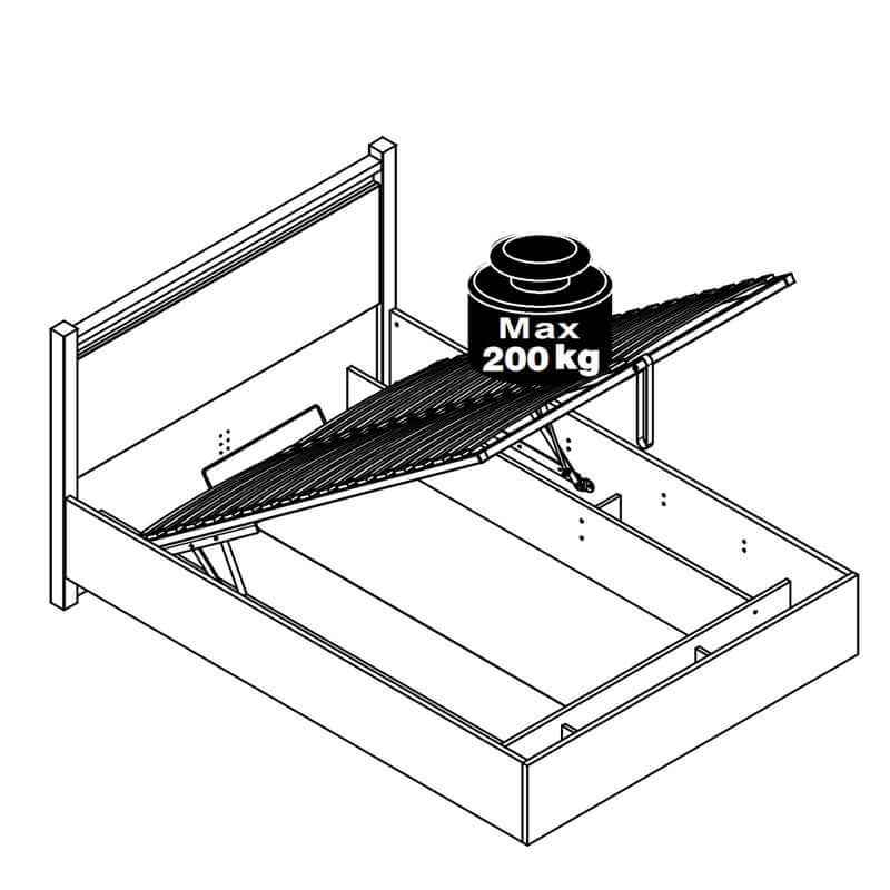 ALAMEDA BRW LOZ/140/B Double High Gloss LED BLACK RED WHITE Bed-White Gloss / Westminster Oak