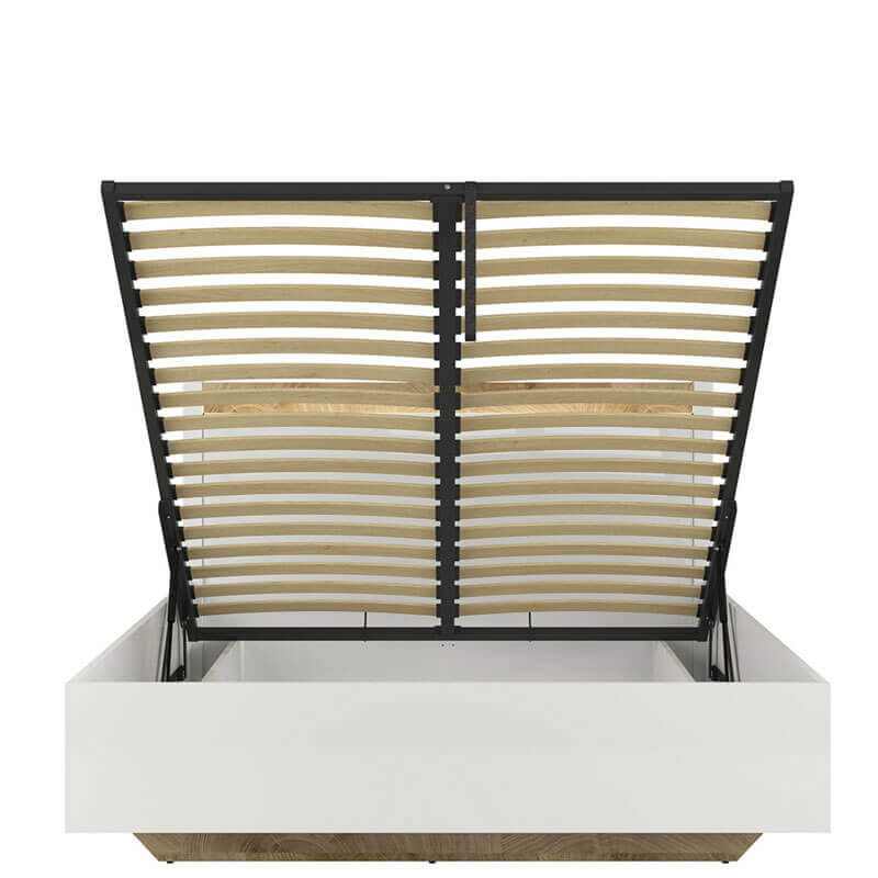 ALAMEDA BRW LOZ/140/B Double High Gloss LED BLACK RED WHITE Bed-White Gloss / Westminster Oak