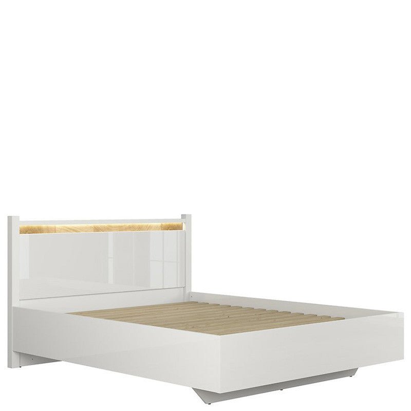 ALAMEDA BRW LOZ/160/A High Gloss King Size LED BLACK RED WHITE Bed-White Gloss / Westminster Oak