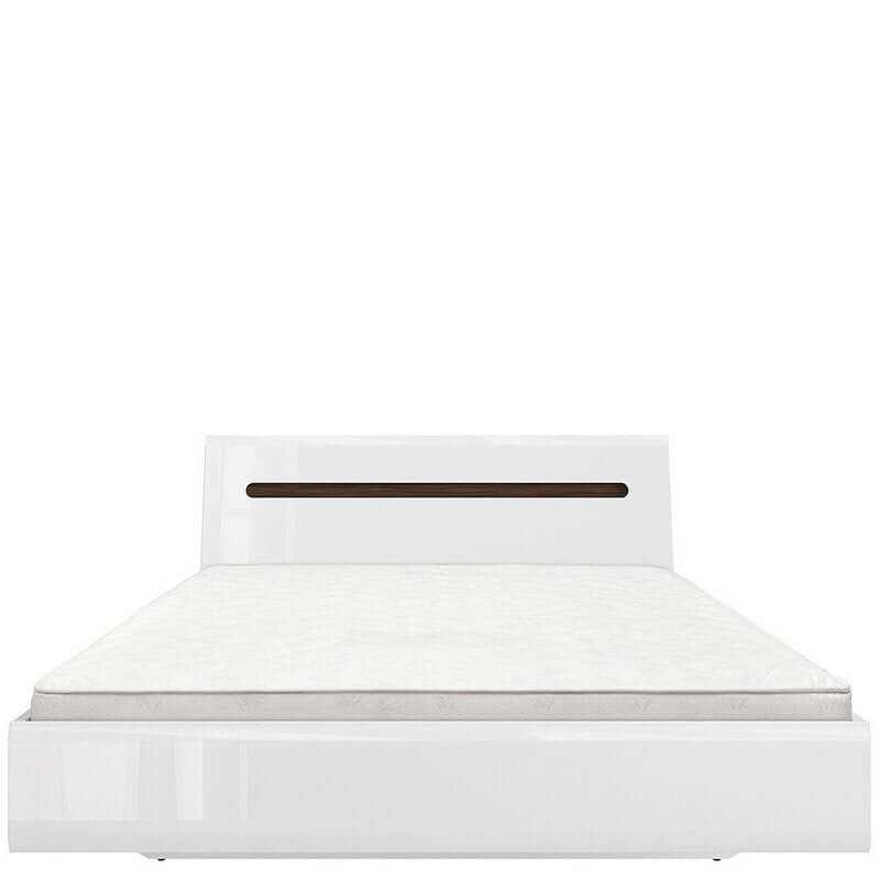 AZTECA TRIO BRW LOZ/160 High Gloss King Size BLACK RED WHITE Bed-White / White Gloss