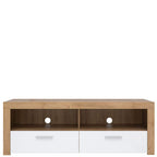 BALDER BRW RTV2S 2 Drawer High Gloss BLACK RED WHITE TV Cabinet-Riviera Oak / White Gloss