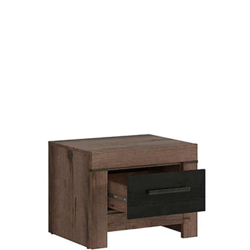 BALIN BRW KOM1S 1 Drawer BLACK RED WHITE Bedside Table-Monastery Oak / Black Oak