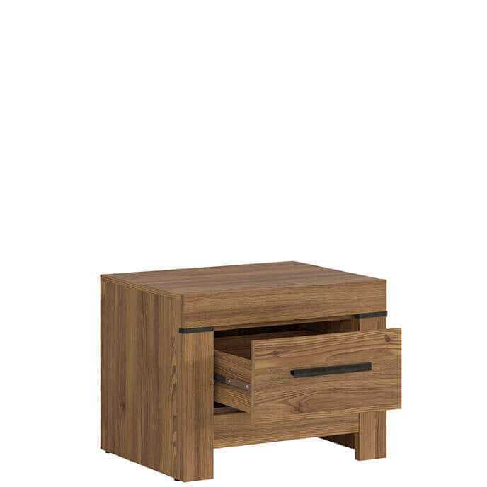 BALIN BRW KOM1S 1 Drawer BLACK RED WHITE Bedside Table-Sibiu Gold Larch