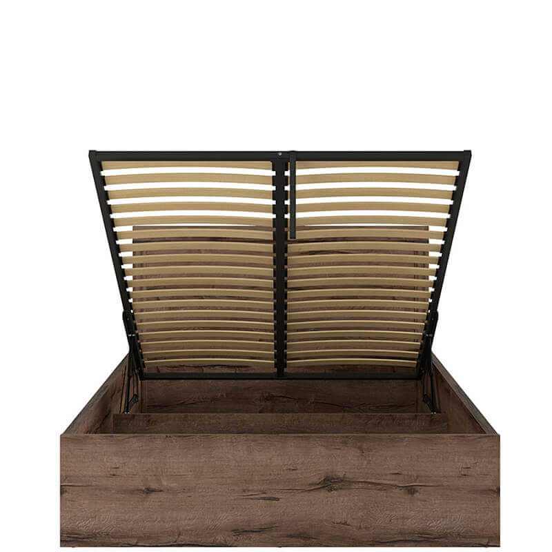 BALIN BRW LOZ/140/B Double Lift Up Storage BLACK RED WHITE Bed-Monastery Oak