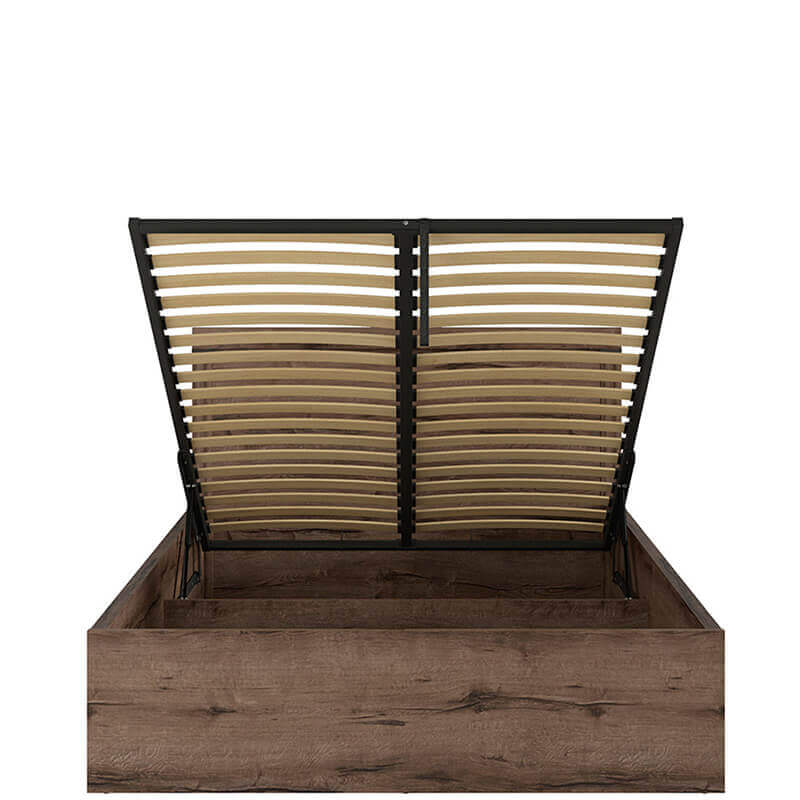 BALIN BRW LOZ/140/B Double Lift Up Storage BLACK RED WHITE Bed-Monastery Oak