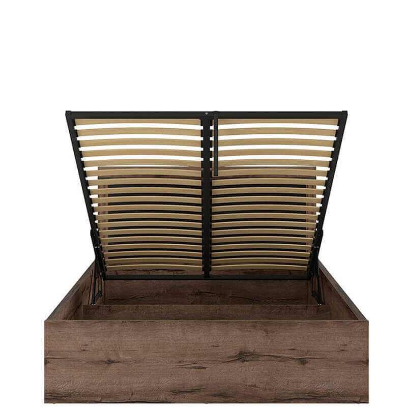 BALIN BRW LOZ/140/B Double Lift Up Storage BLACK RED WHITE Bed-Monastery Oak / Black Oak