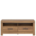 BALIN BRW RTV2S 2 Drawer BLACK RED WHITE TV Cabinet-Sibiu Gold Larch