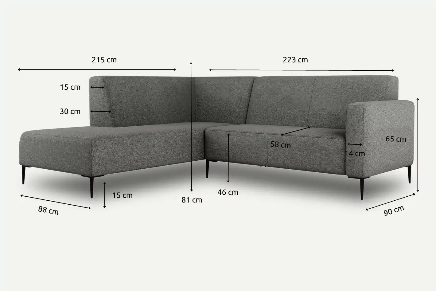 Corner Sofa BOLDER MOCO HOME 223x215 cm