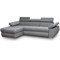 Corner sofa LIZBONA grey fabric with adjustable headrests and bed function