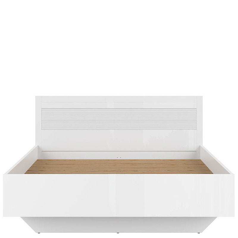 FLAMES BRW LOZ/160/A High Gloss King Size BLACK RED WHITE Bed-White / White Gloss