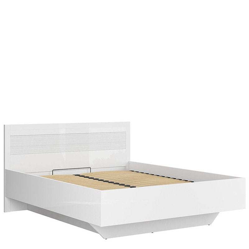 FLAMES BRW LOZ/160/B High Gloss King Size Lift Up Storage BLACK RED WHITE Bed-White / White Gloss