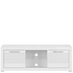 FLAMES BRW RTV2D 2 Door High Gloss BLACK RED WHITE TV Cabinet-White / White Gloss