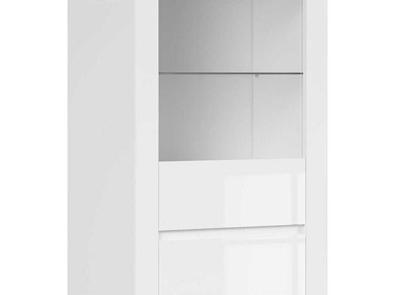 HOLTEN BRW Living Room LED BLACK RED WHITE Furniture Set-White / Wotan Oak / White Gloss