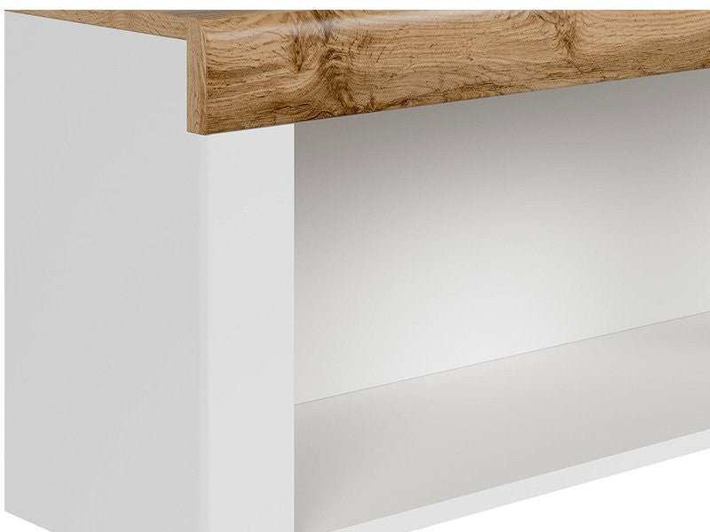 HOLTEN BRW Living Room LED BLACK RED WHITE Furniture Set-White / Wotan Oak / White Gloss