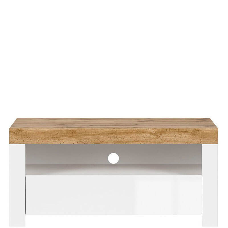 HOLTEN BRW RTV1S 1 Drawer BLACK RED WHITE TV Cabinet-White / Wotan Oak / White Gloss