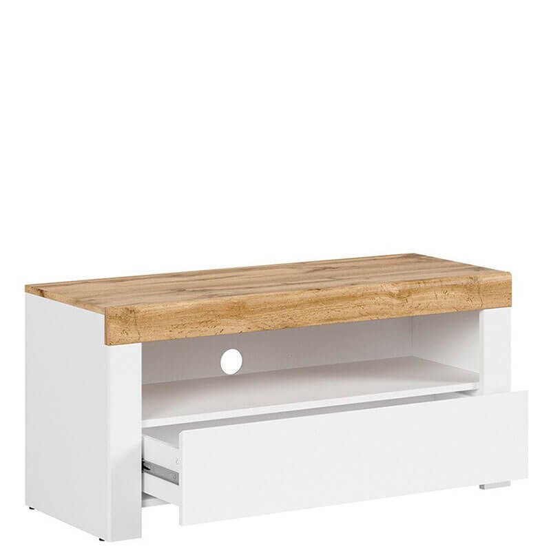 HOLTEN BRW RTV1S 1 Drawer BLACK RED WHITE TV Cabinet-White / Wotan Oak / White Gloss