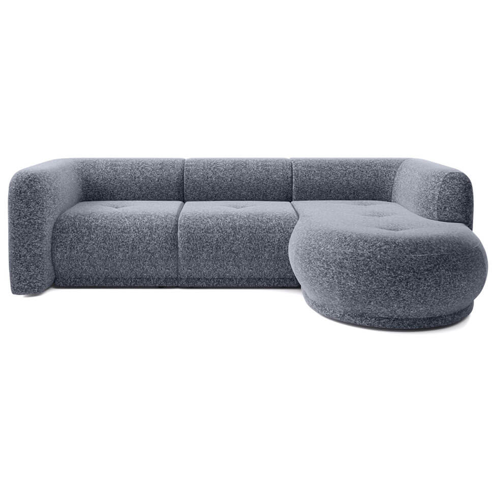 Modular corner sofa GIO A1-1-LR PUSZMAN with rounded design in grey fabric upholstery