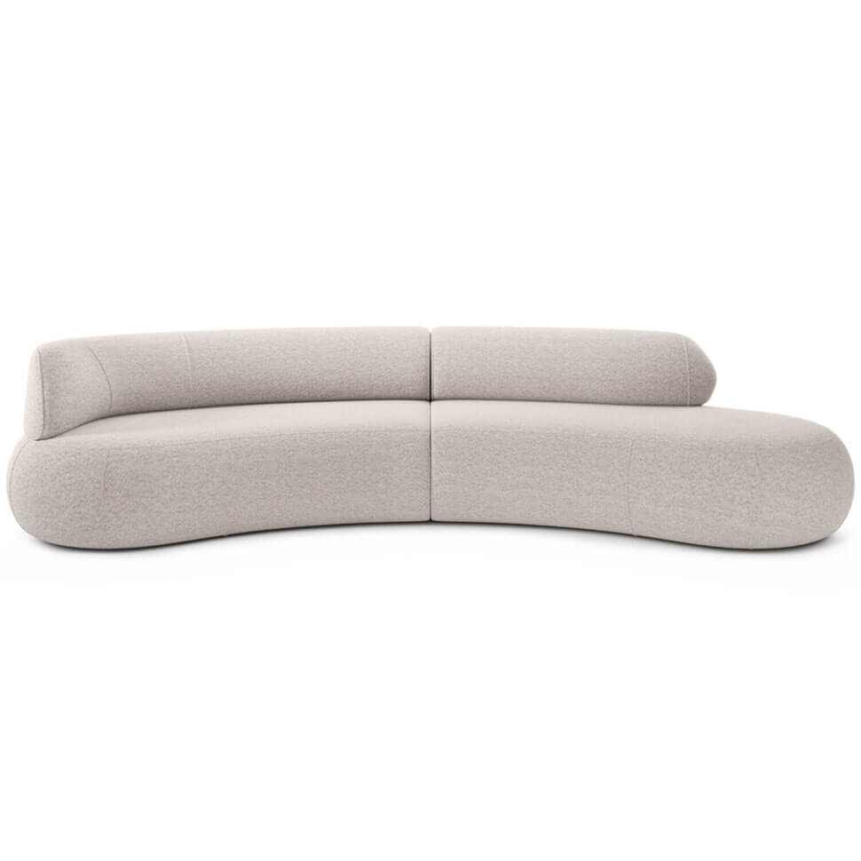Modular Sofa SOUL with curved asymmetrical design and smooth fabric upholstery