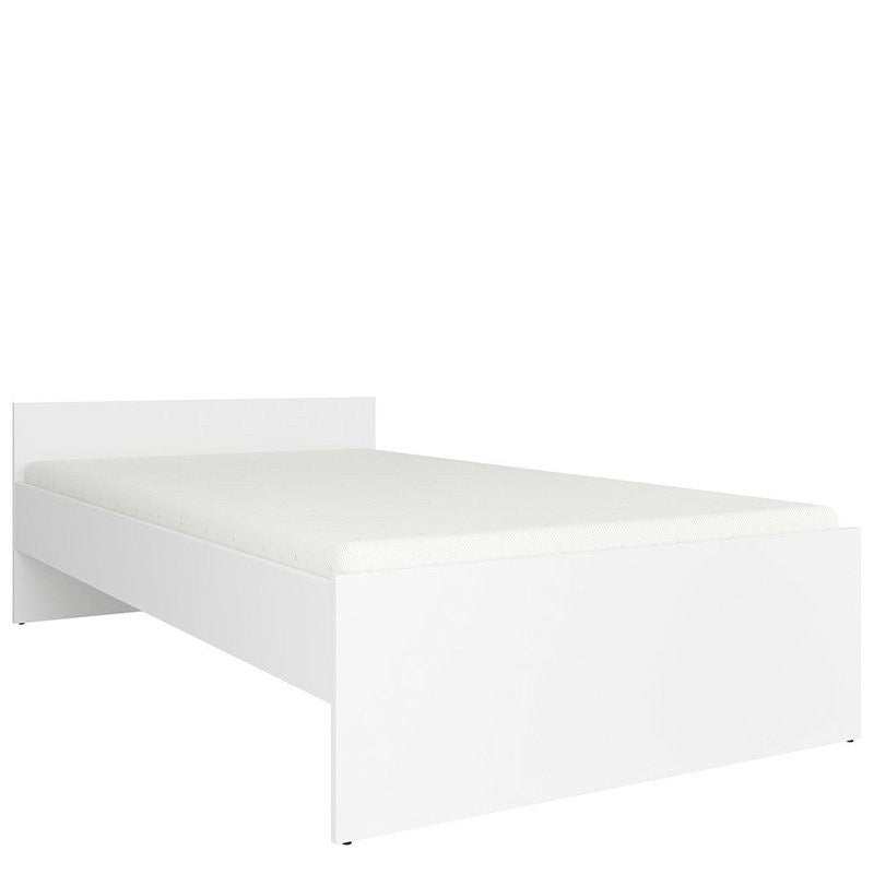 White semi double bed with modern minimalist design and practical headboard