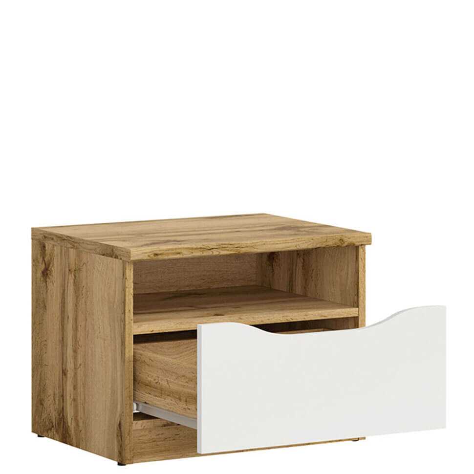 NUIS BRW KOM1S 1 Drawer High Gloss BLACK RED WHITE Bedside Table-Wotan Oak / White Gloss