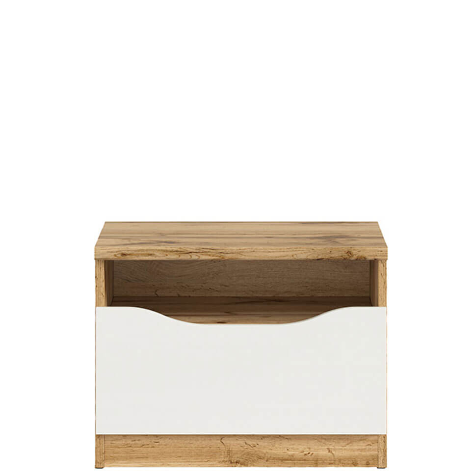 NUIS BRW KOM1S 1 Drawer High Gloss BLACK RED WHITE Bedside Table-Wotan Oak / White Gloss