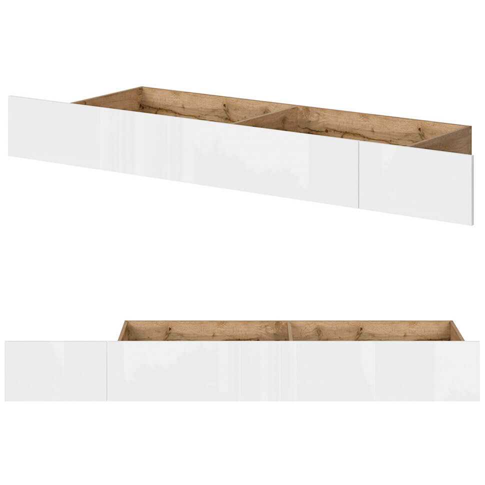 NUIS BRW LOZ/90-SZU Single with Storage BLACK RED WHITE Bed-Wotan Oak / White Gloss