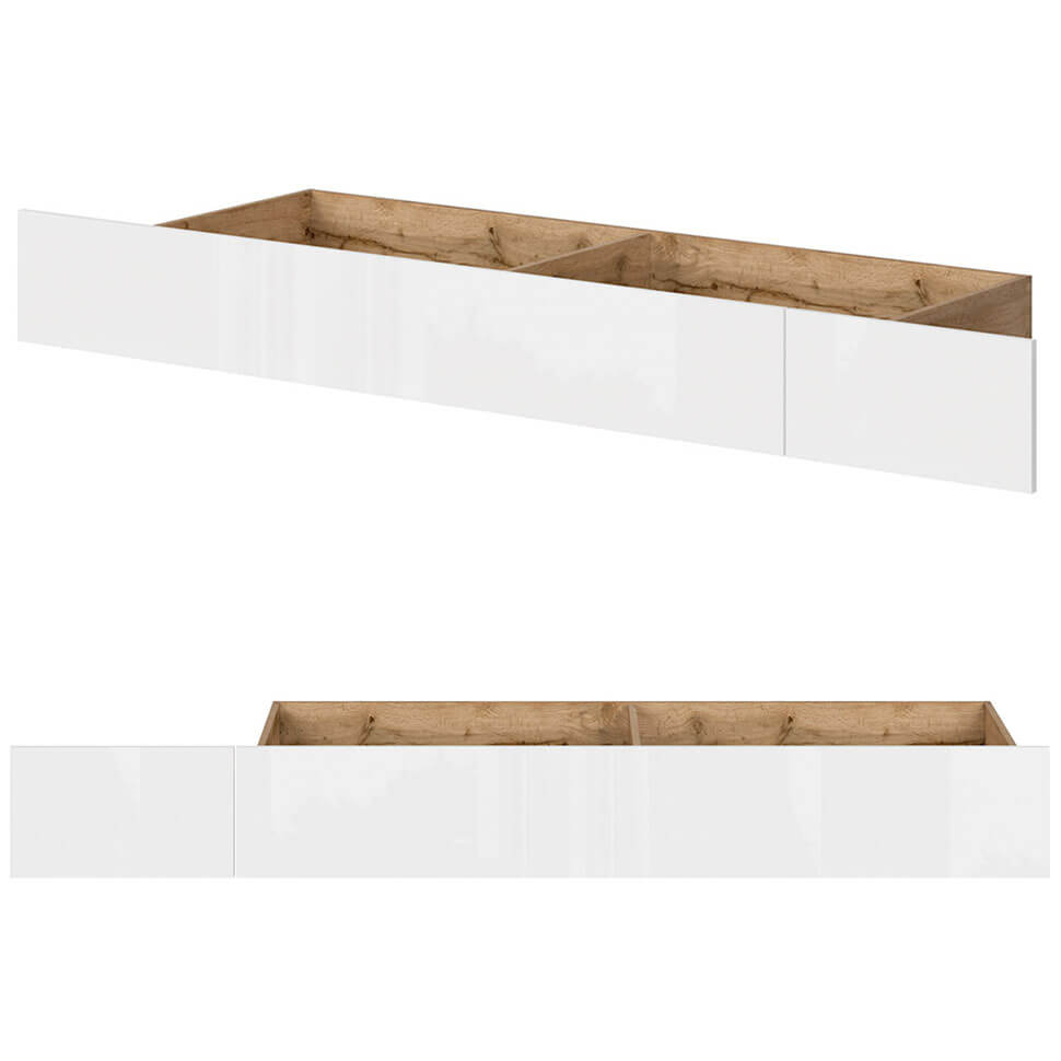 NUIS BRW LOZ/90-SZU Single with Storage BLACK RED WHITE Bed-Wotan Oak / White Gloss
