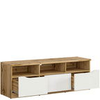 NUIS BRW RTV3S 3 Drawer High Gloss BLACK RED WHITE TV Cabinet-Wotan Oak / White Gloss