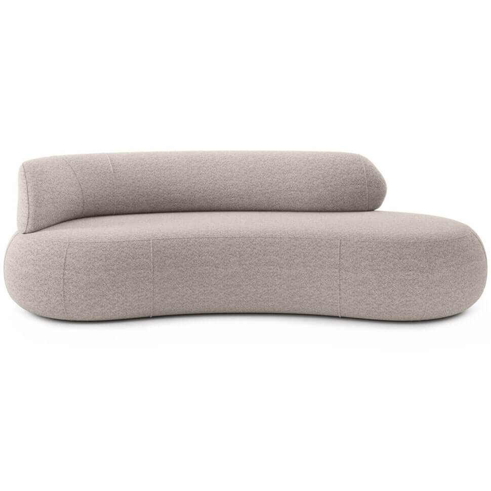 Sofa SOUL LEFT ARM with modern curved design and left armrest in beige fabric upholstery