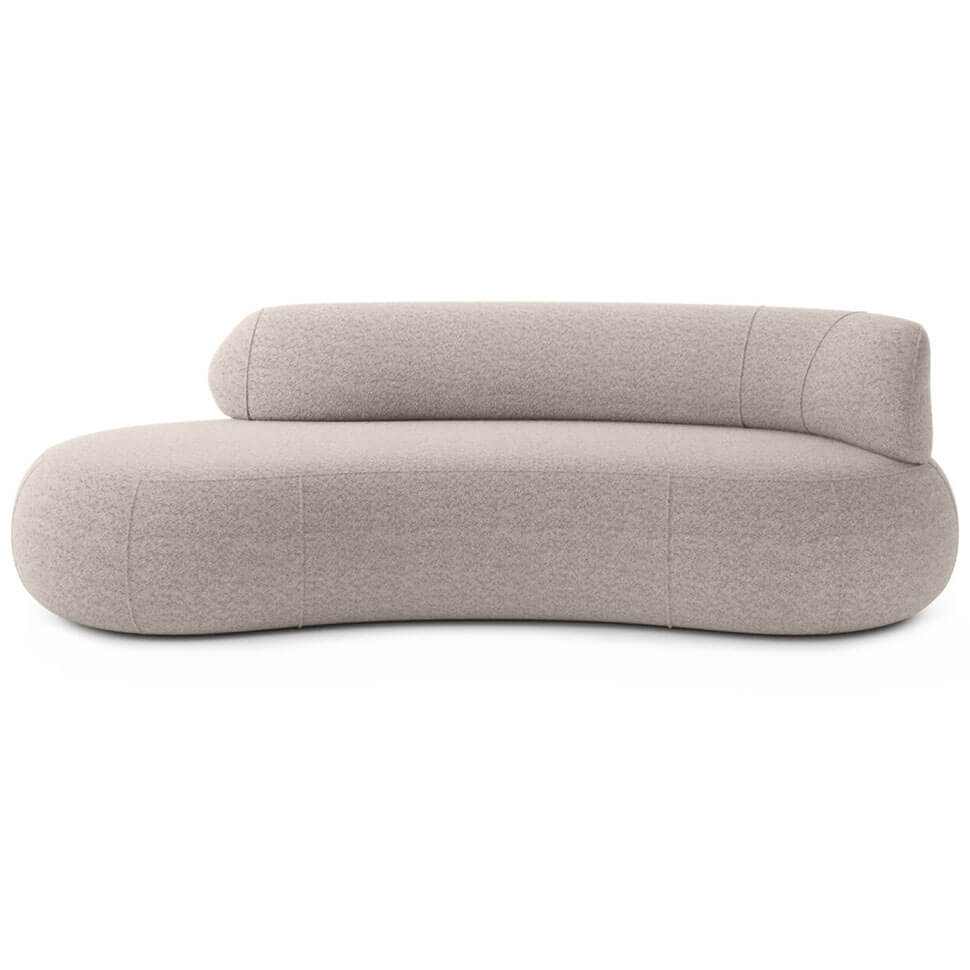 Sofa SOUL RIGHT ARM PUSZMAN with modern curved design and single right armrest upholstered in light fabric